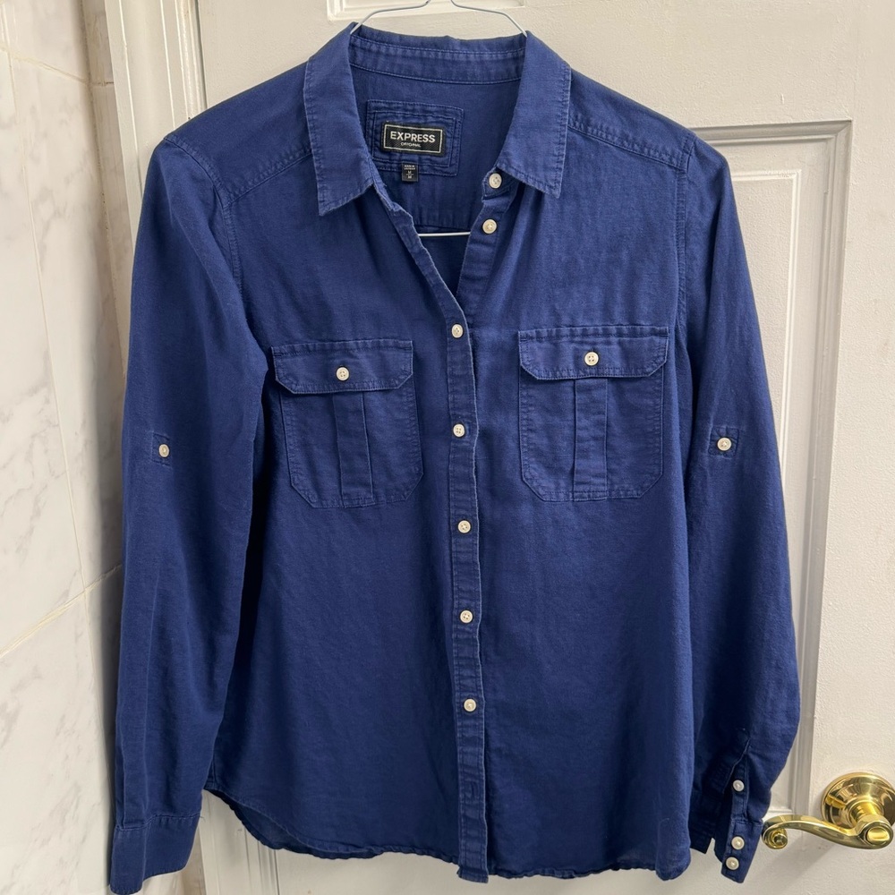 Express Blue Button Down - image 1